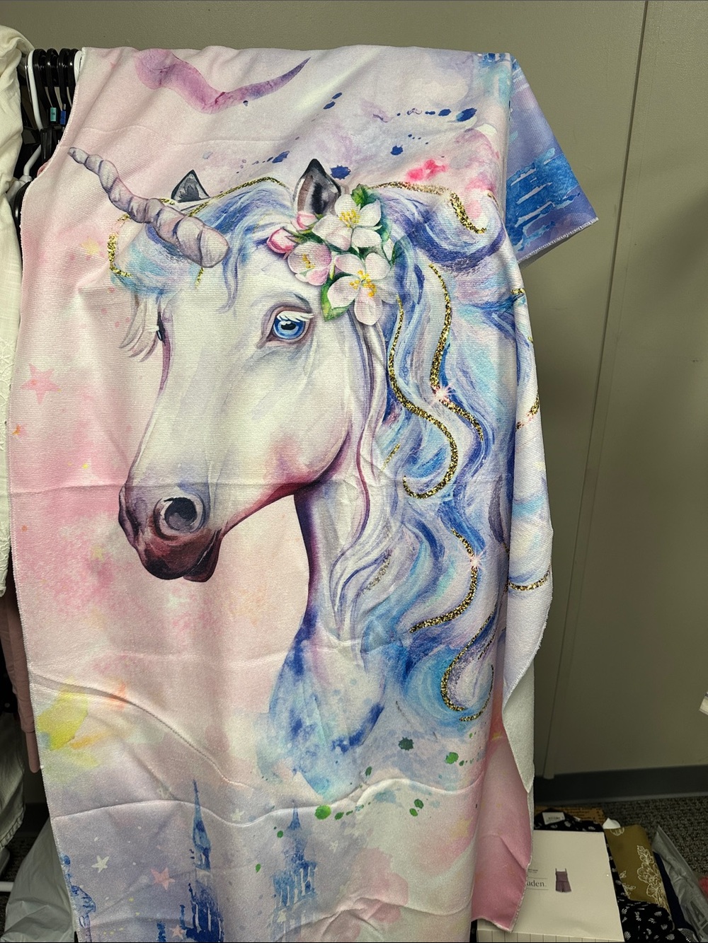 Pastel Unicorn Throw Blanket /Decor - Pink & Blue Magical Design 30*60